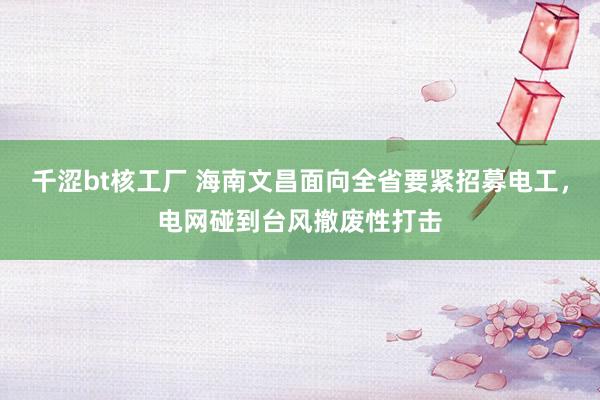 千涩bt核工厂 海南文昌面向全省要紧招募电工，电网碰到台风撤废性打击