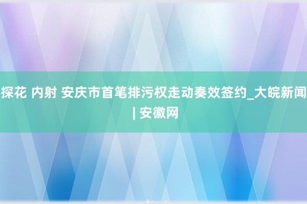 探花 内射 安庆市首笔排污权走动奏效签约_大皖新闻 | 安徽网