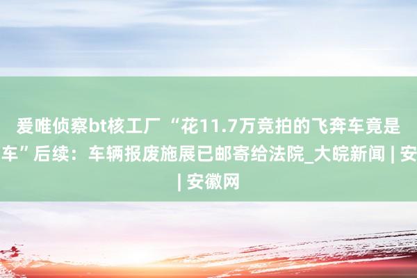 爰唯侦察bt核工厂 “花11.7万竞拍的飞奔车竟是报废车”后续：车辆报废施展已邮寄给法院_大皖新闻 | 安徽网