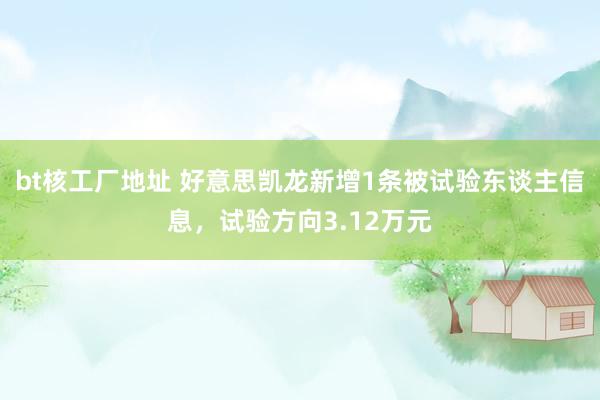 bt核工厂地址 好意思凯龙新增1条被试验东谈主信息，试验方向3.12万元