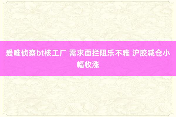 爰唯侦察bt核工厂 需求面拦阻乐不雅 沪胶减仓小幅收涨