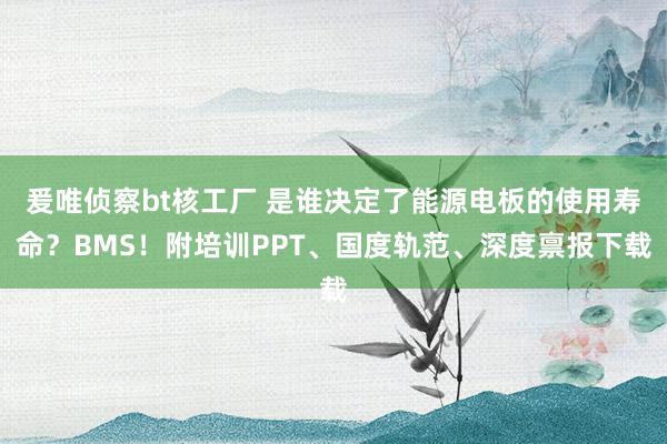 爰唯侦察bt核工厂 是谁决定了能源电板的使用寿命？BMS！附培训PPT、国度轨范、深度禀报下载