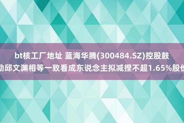 bt核工厂地址 蓝海华腾(300484.SZ)控股鼓励邱文渊相等一致看成东说念主拟减捏不超1.65%股份