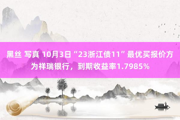 黑丝 写真 10月3日“23浙江债11”最优买报价方为祥瑞银行，到期收益率1.7985%