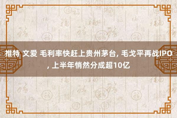 推特 文爱 毛利率快赶上贵州茅台， 毛戈平再战IPO， 上半年悄然分成超10亿