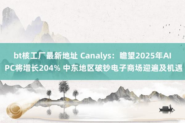 bt核工厂最新地址 Canalys：瞻望2025年AI PC将增长204% 中东地区破钞电子商场迎遍及机遇