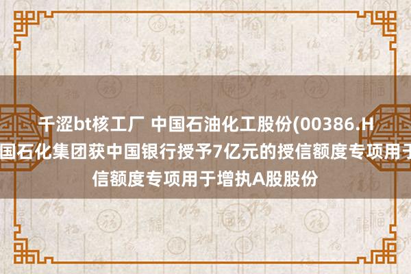 千涩bt核工厂 中国石油化工股份(00386.HK)控股鼓动中国石化集团获中国银行授予7亿元的授信额度专项用于增执A股股份