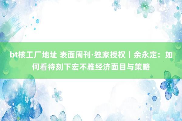 bt核工厂地址 表面周刊·独家授权丨余永定：如何看待刻下宏不雅经济面目与策略