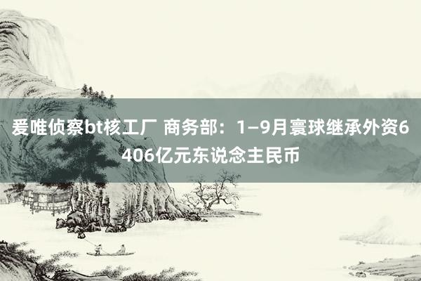 爰唯侦察bt核工厂 商务部：1—9月寰球继承外资6406亿元东说念主民币