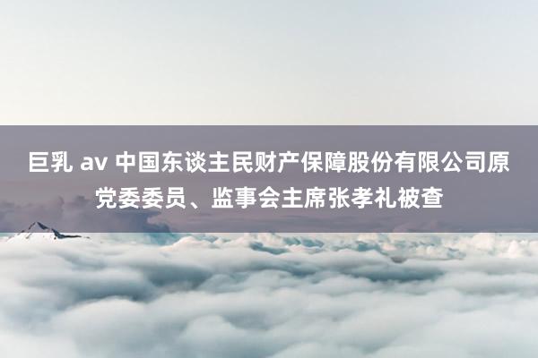 巨乳 av 中国东谈主民财产保障股份有限公司原党委委员、监事会主席张孝礼被查