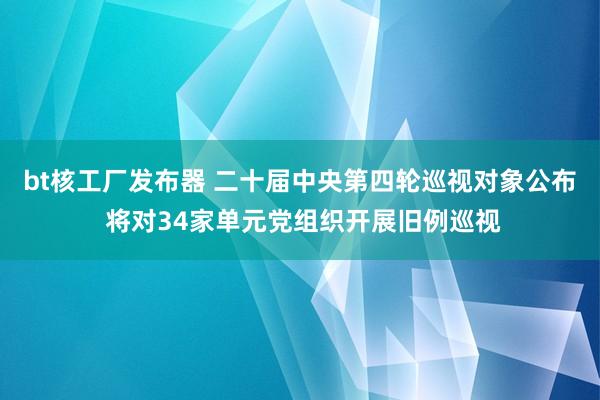 bt核工厂发布器 二十届中央第四轮巡视对象公布 将对34家单元党组织开展旧例巡视