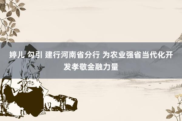 婷儿 勾引 建行河南省分行 为农业强省当代化开发孝敬金融力量