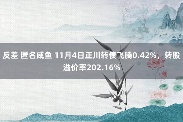 反差 匿名咸鱼 11月4日正川转债飞腾0.42%，转股溢价率202.16%