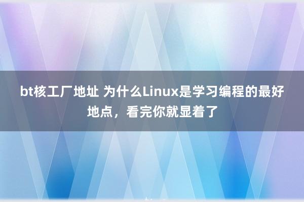 bt核工厂地址 为什么Linux是学习编程的最好地点，看完你就显着了