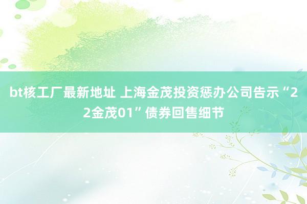 bt核工厂最新地址 上海金茂投资惩办公司告示“22金茂01”债券回售细节