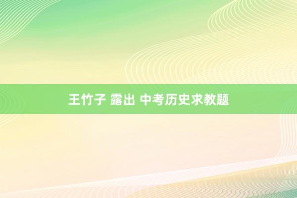 王竹子 露出 中考历史求教题