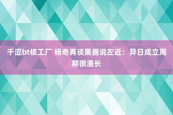 千涩bt核工厂 杨奇再谈黑据说左近：异日成立周期很漫长